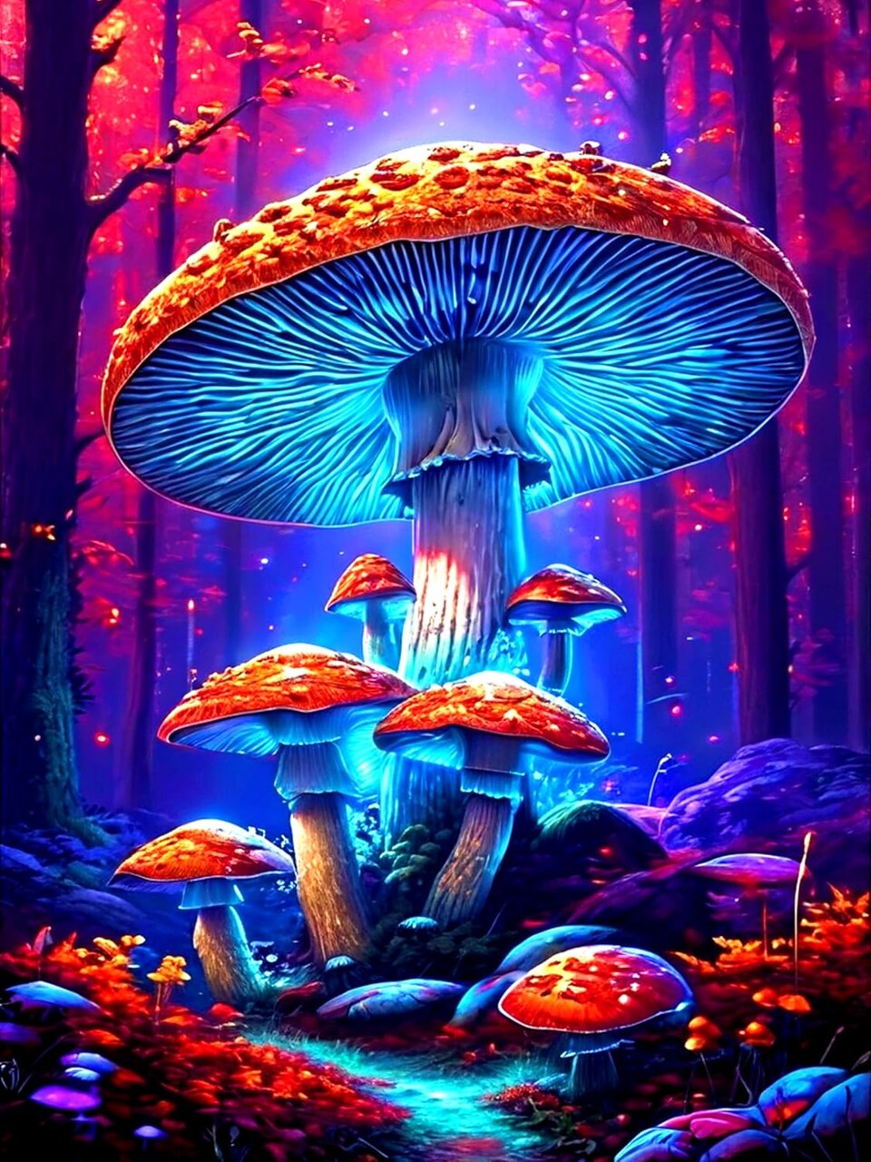 5D Diamond Art Painting Kits for Adults Mushroom, DIY Mushrooms Diamond Painting Arts Crafts for Home Wall Decor Gifts, Paint with Round Diamonds by Numbers for Beginners, 12x16 Inch